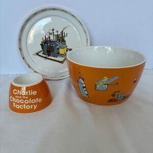 Roald Dahl Breakfast Set Kids Charlie and the Chocolate Factory 3pc Whimsical